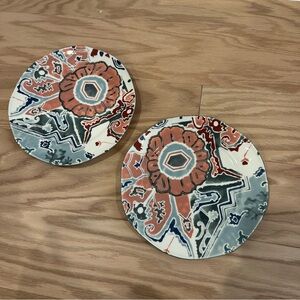 Anthropologie set of two painted appetizer decorative plates